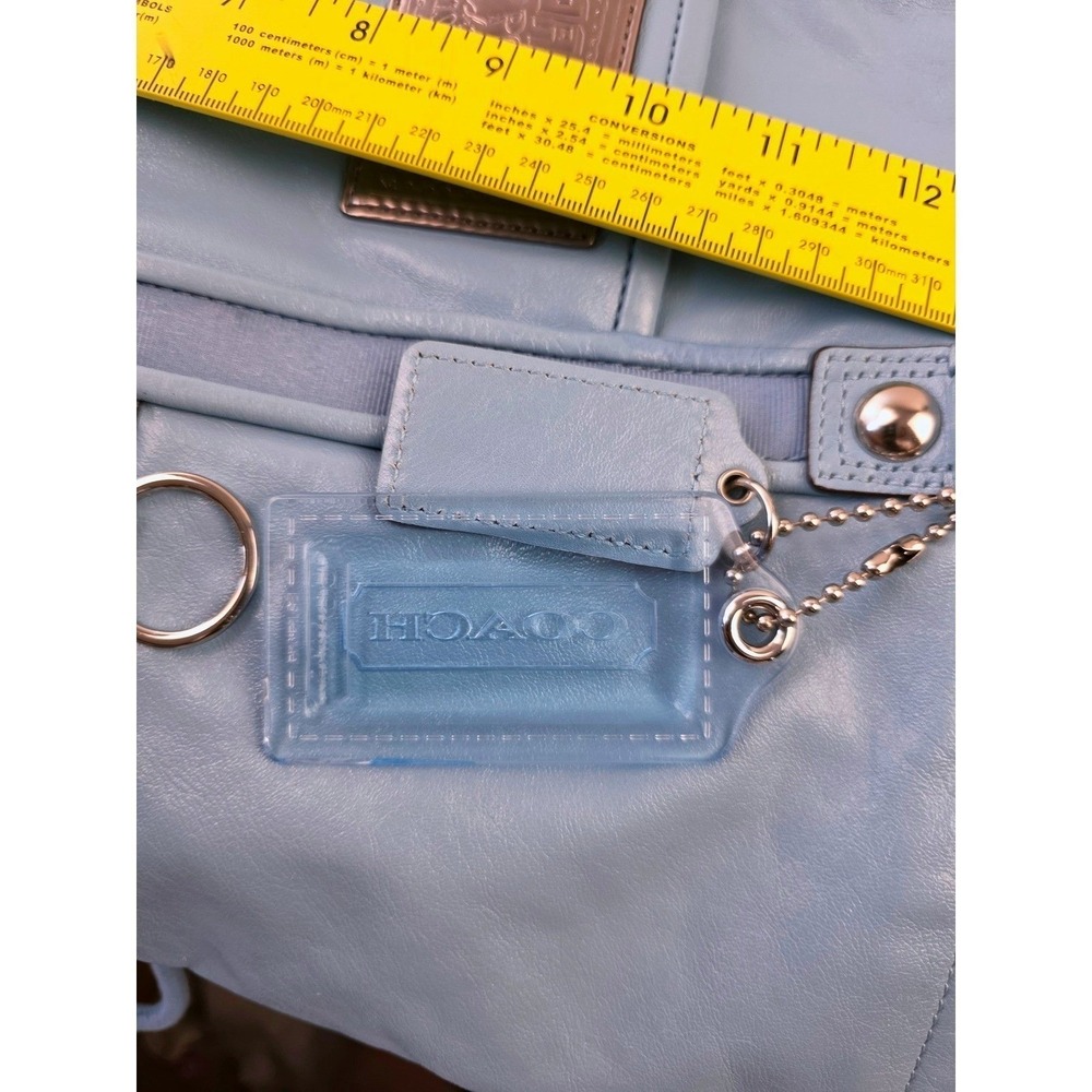 Coach Poppy Spotlight Tote Light Blue Leather Bag Silver Hardware 14564 - Picture 13 of 16